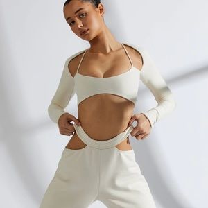 NEW Oh Polly Cut Out Joggers in Ivory (M)